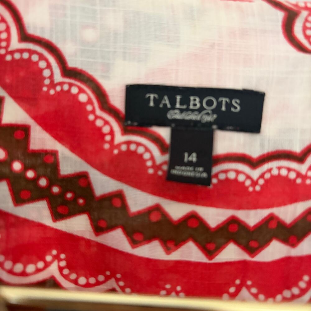 Talbots Paisley Floral Cotton Fit & Flare Dress Size 14 - Picture 5 of 9